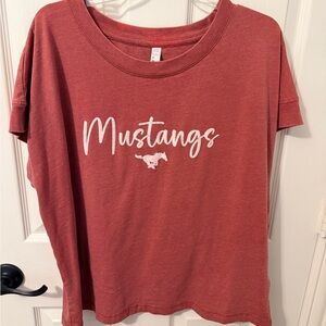 Mustangs Graphic Tee - Dusty Rose with White Print